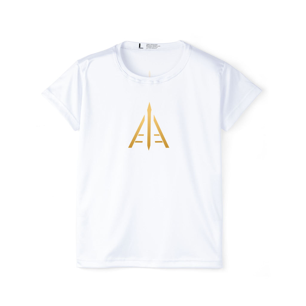 Earn Your Evolution Women’s Sports Jersey — Gold ASCESIS Logo Athletic Tee