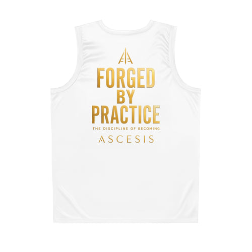 ASCESIS "Forged By Practice" Performance Tank - White with Gold Crest