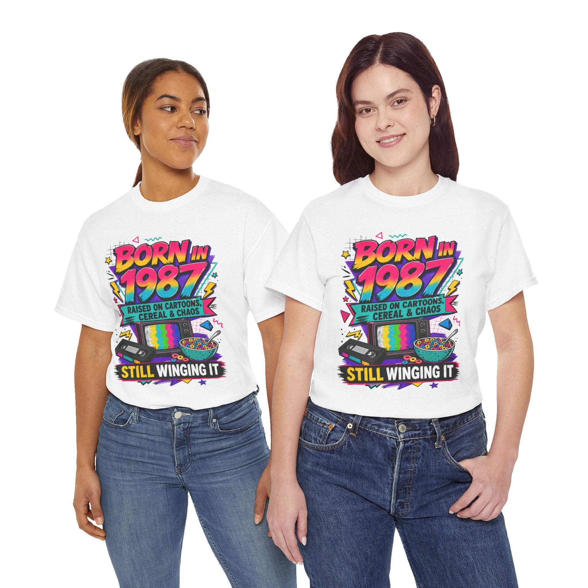 Born in 1987 Retro Tee — Still Winging It (Raised on Cartoons, Cereal & Chaos)