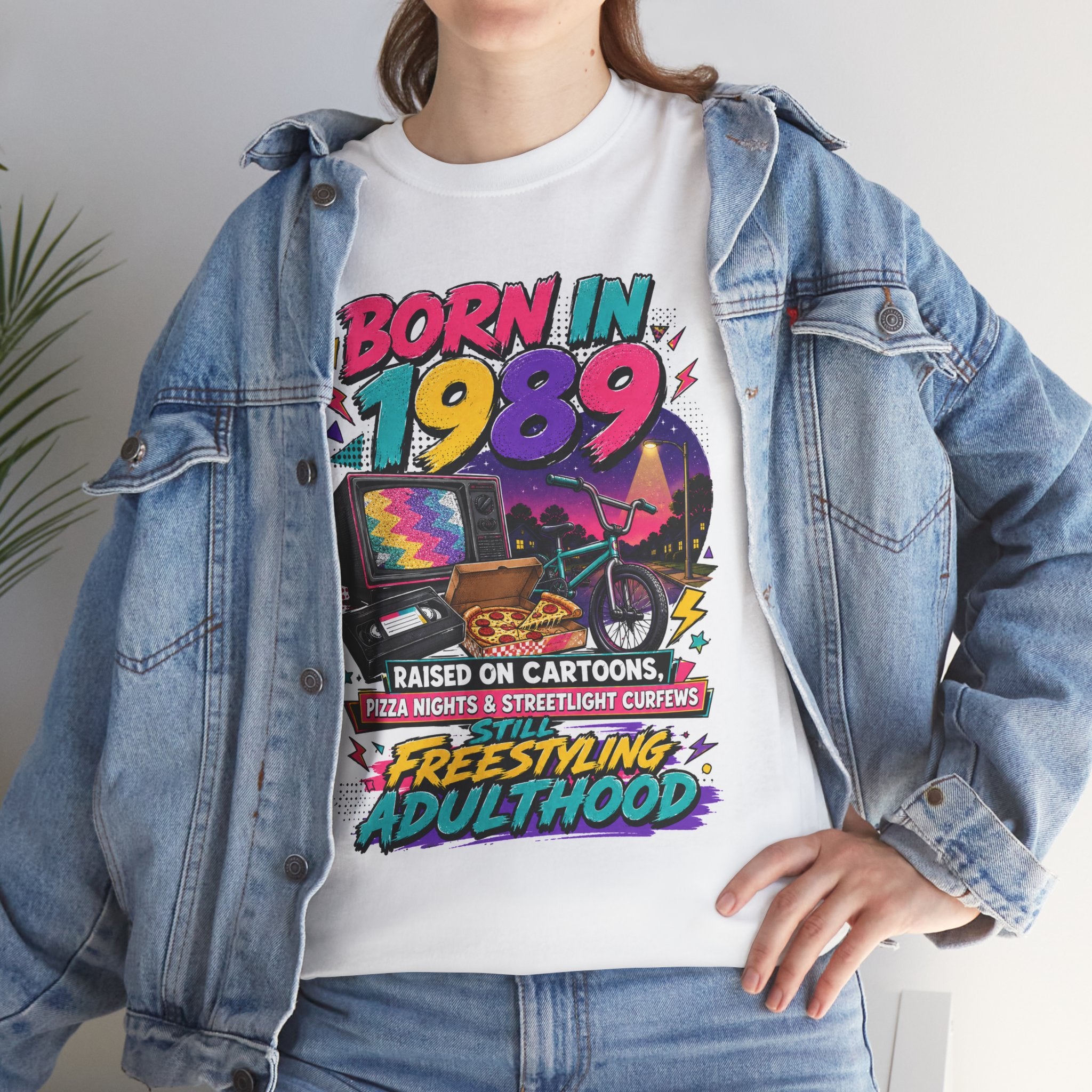 Born in 1989 T-Shirt — Raised on Cartoons Retro 80s Nostalgia Tee