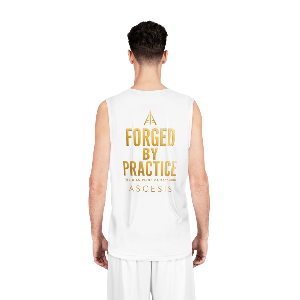 ASCESIS "Forged By Practice" Performance Tank - White with Gold Crest