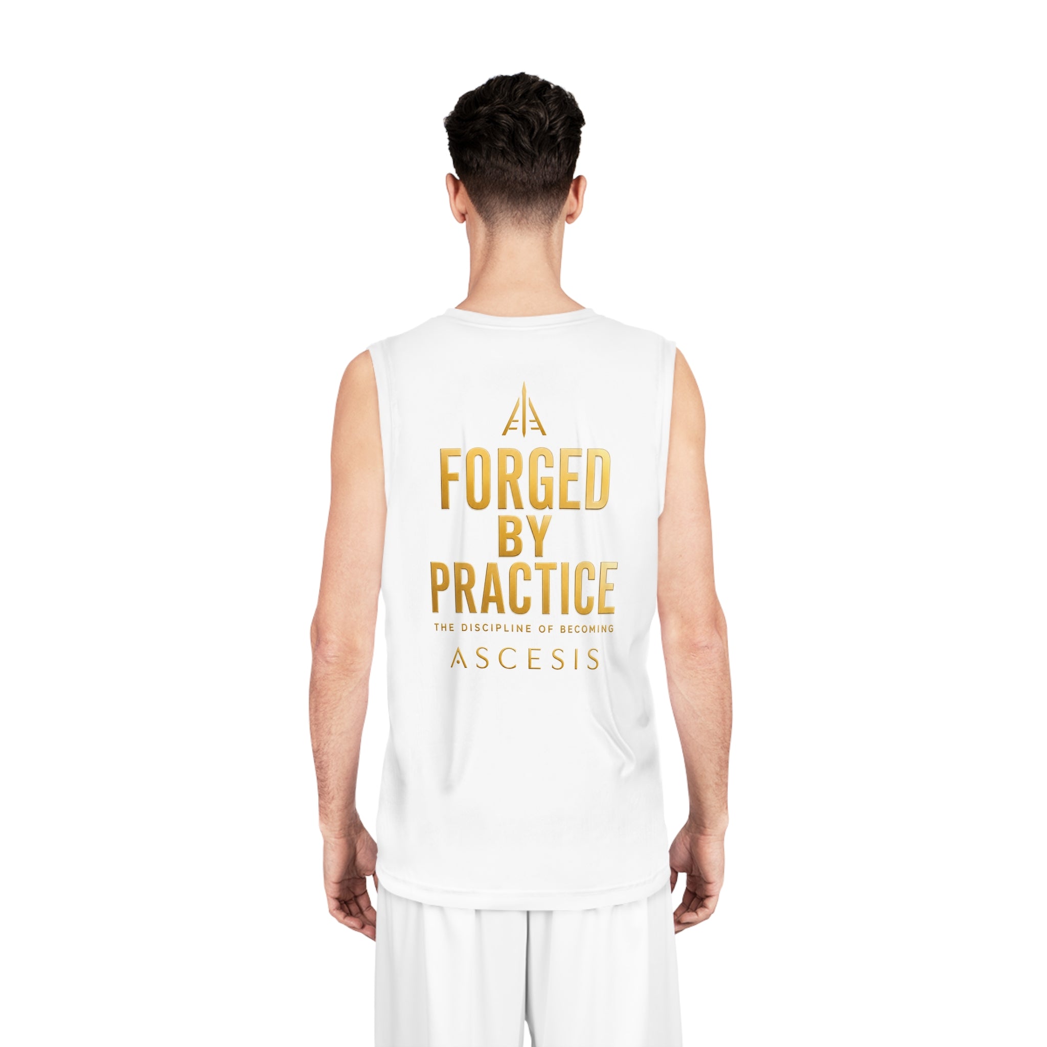 ASCESIS "Forged By Practice" Performance Tank - White with Gold Crest